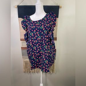 5 for 25 Juicy Couture Blue Raspberry Chiffon Flutter Blouse XXL